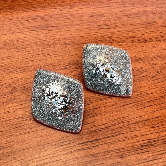 Vintage Drop Earrings Oversized Hand Painted Paint Splatter Studs - Picture 2 of 6